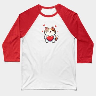 Cute cat holding heart Baseball T-Shirt